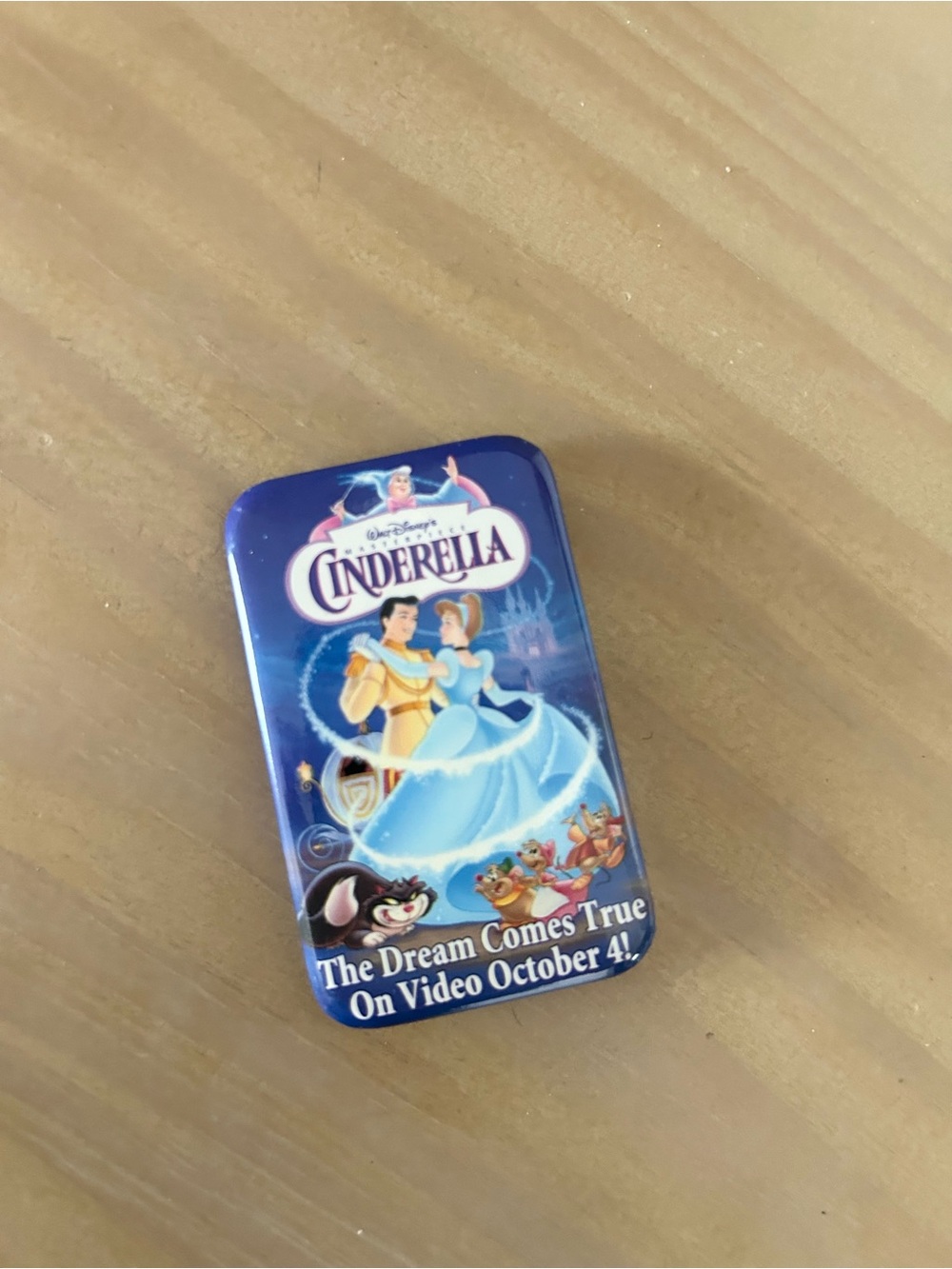 Vintage 90s Walt Disney’s Cinderella Promotional Video Pin Button
